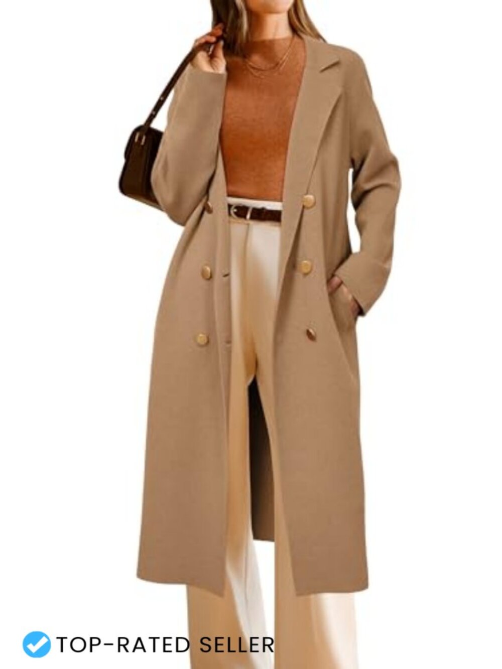 Wool Blend Double Breasted Long Cardigan Sweater Coat Knee Length
